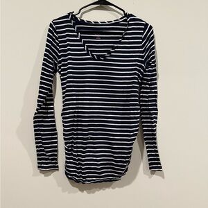 Isabel Maternity by Ingrid & Isabel Black and White Striped Long Sleeve Medium